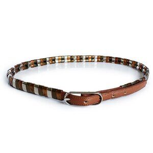 Morris Moskowitz Belt Ladies Leather and Metal Mod Skinny Rare Vintage